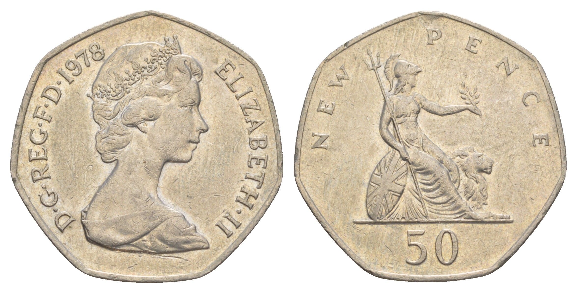 Великобритания 50 пенсов 1978 Елизавета II (1952-2022) KM 913, Spink 4223 медно-никель 4634-615