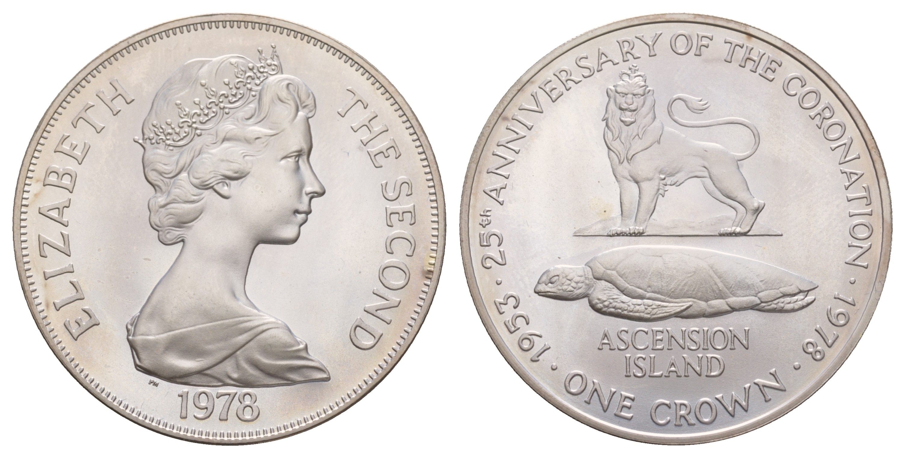 Остров Вознесения (Асенсьон) 1 крона 1978 25 лет коронации Королевы Елизаветы II KM 1a серебро BU 413-4312