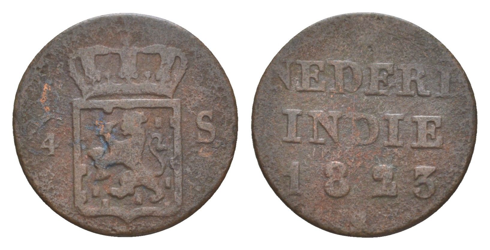 Голландская (Нидерландская) Индия 1/4 стювера 1823 S KM 287 медь 4627-1146