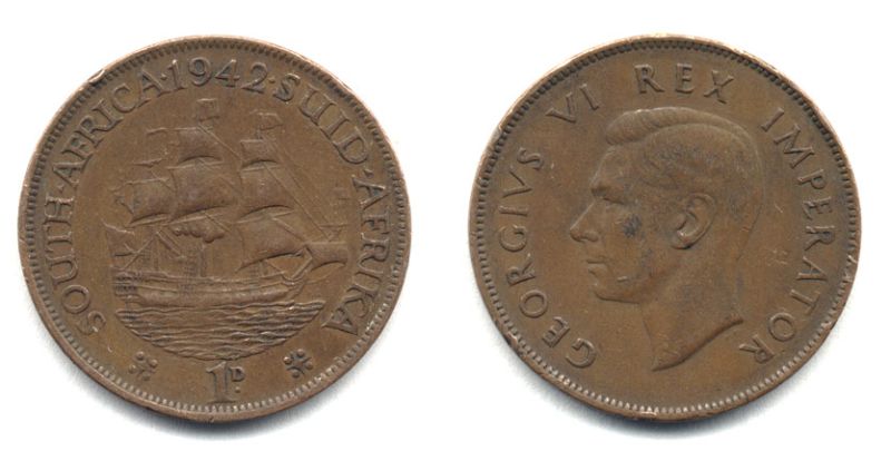 ЮЖНАЯ АФРИКА 1 ПЕННИ 1942 25-645