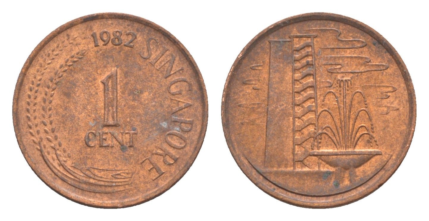 Сингапур 1 цент 1982 KM 1 a cталь с медным покрытием 4640-618