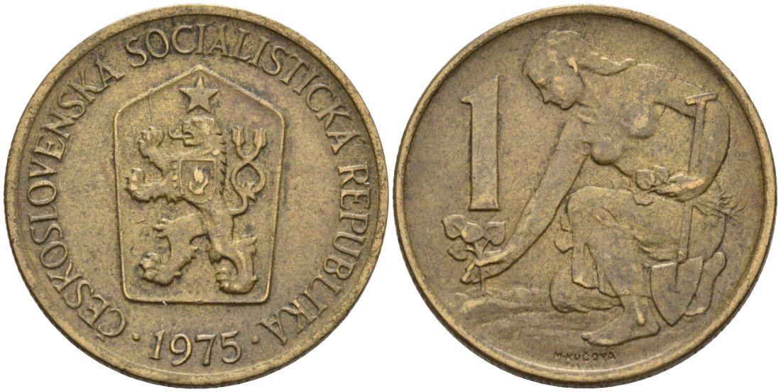 Чехословакия 1 крона 1975 посади свое дерево KM 50 алюминиевая бронза 4573-635