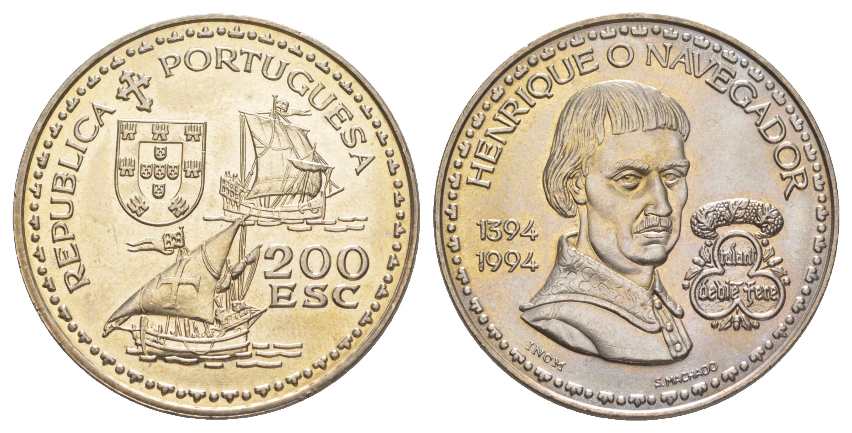 Португалия 200 эскудо 1994 600 лет со дня рождения Генриха Мореплавателя KM 670 медно-никель UNC 1101-4-44