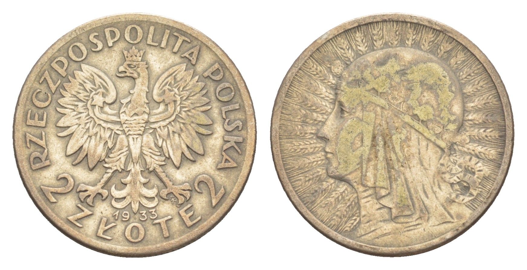 Польша 2 злотых 1933 Голова Полонии Y 20 серебро 4626-644