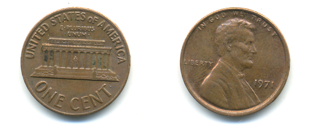 США 1 ЦЕНТ 1971 ЛИНКОЛЬН KM 201 медь цинк 179-321