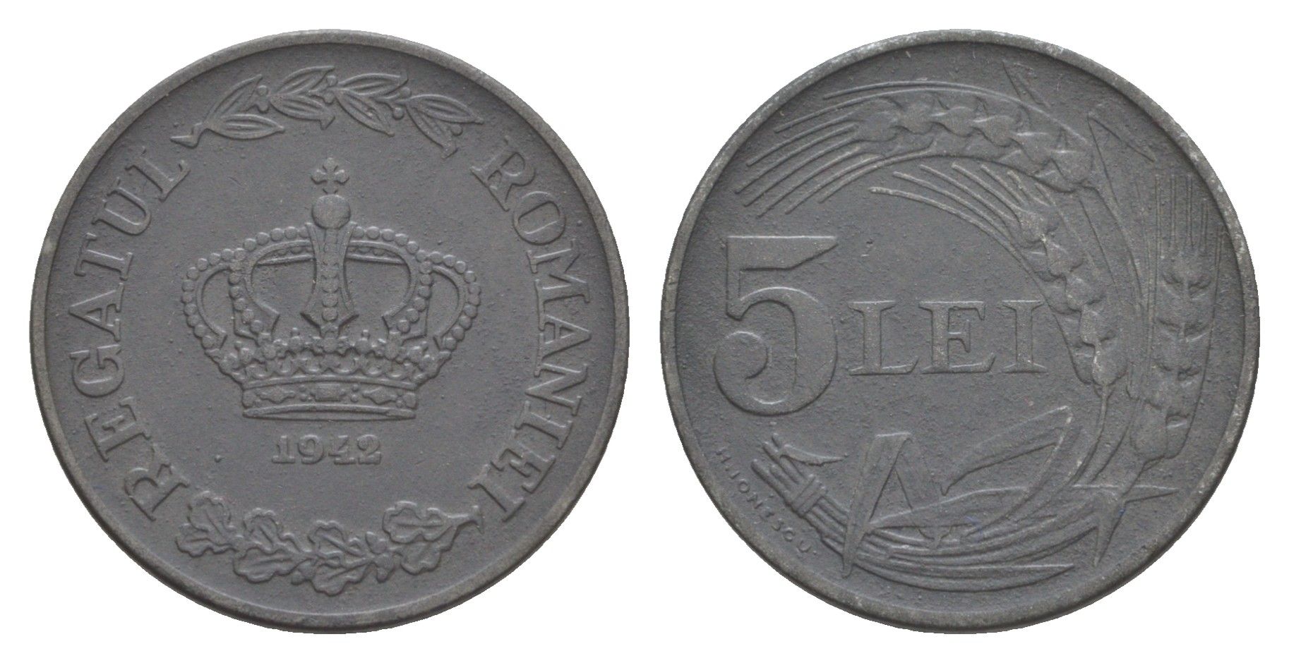 Румыния 5 леев 1942 Михай I (1940-1947) KM 61 цинк 4648-1055