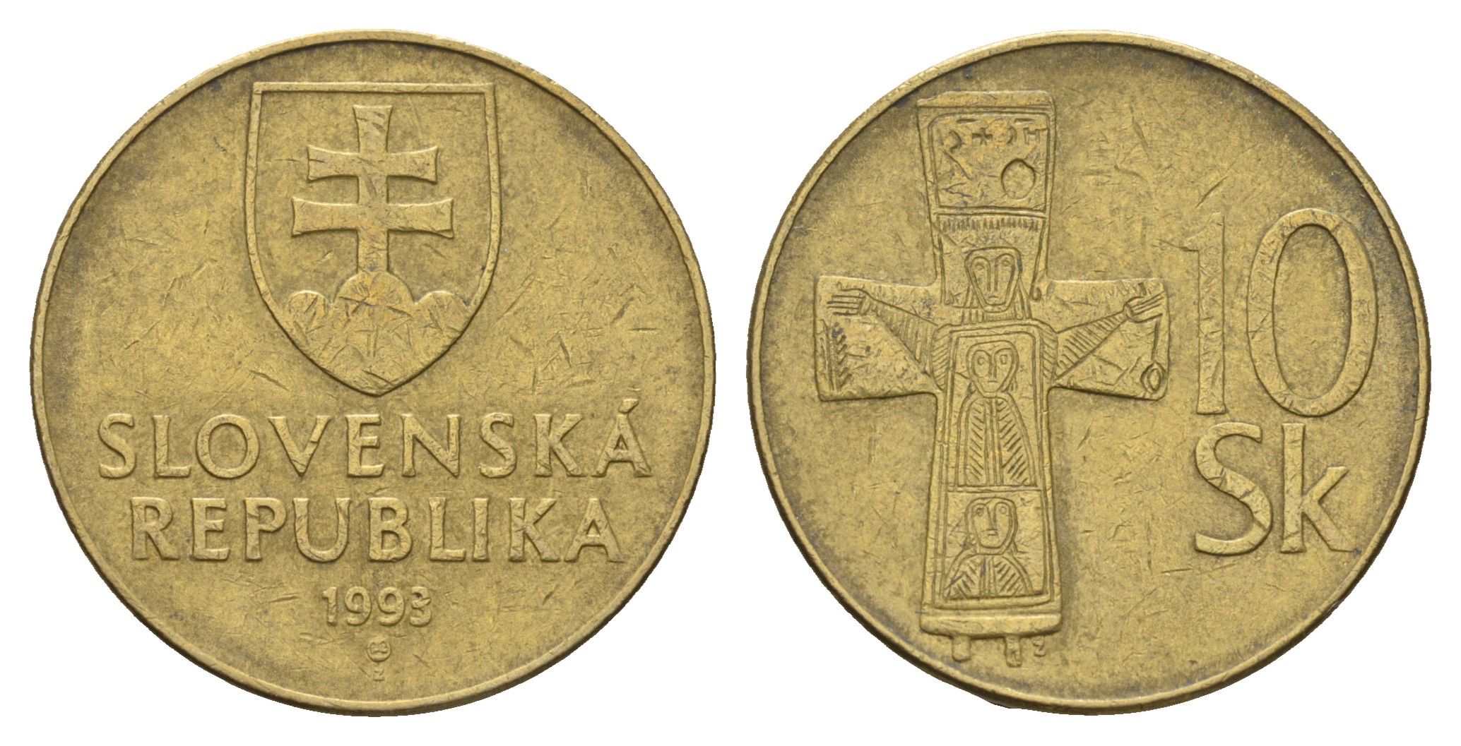 Словакия 10 крон 1993 KM 11.1 латунь 4700-1217