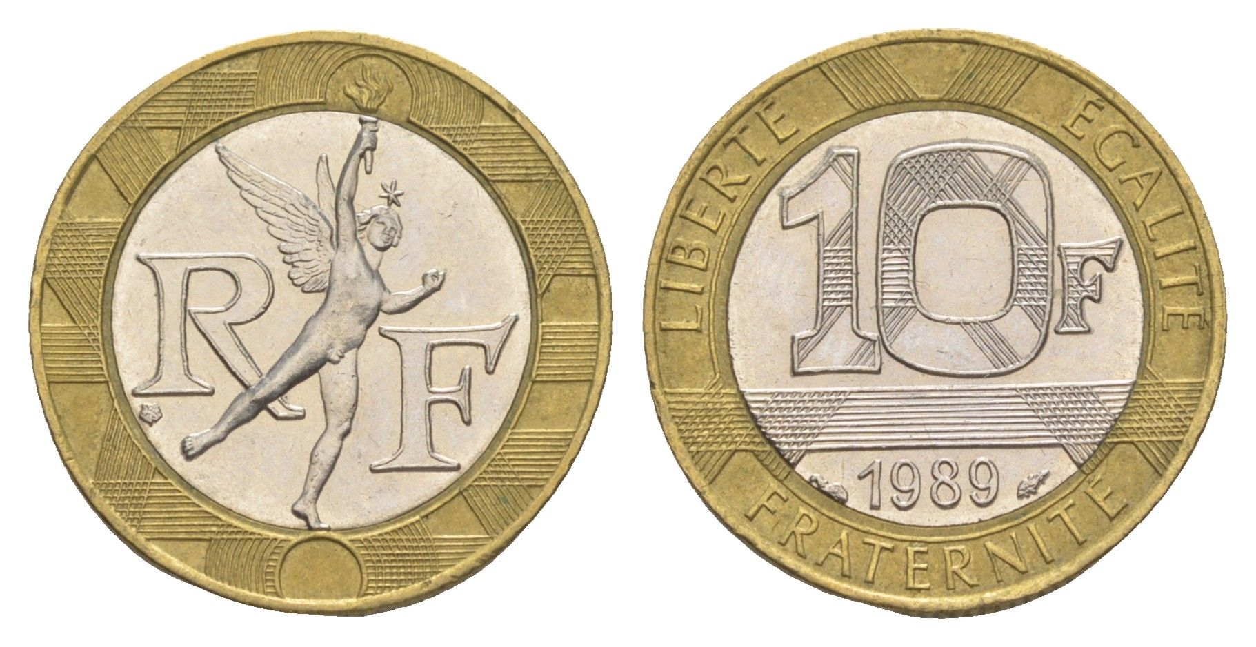 Франция 10 франков 1989 KM 964 биметалл 4543-852