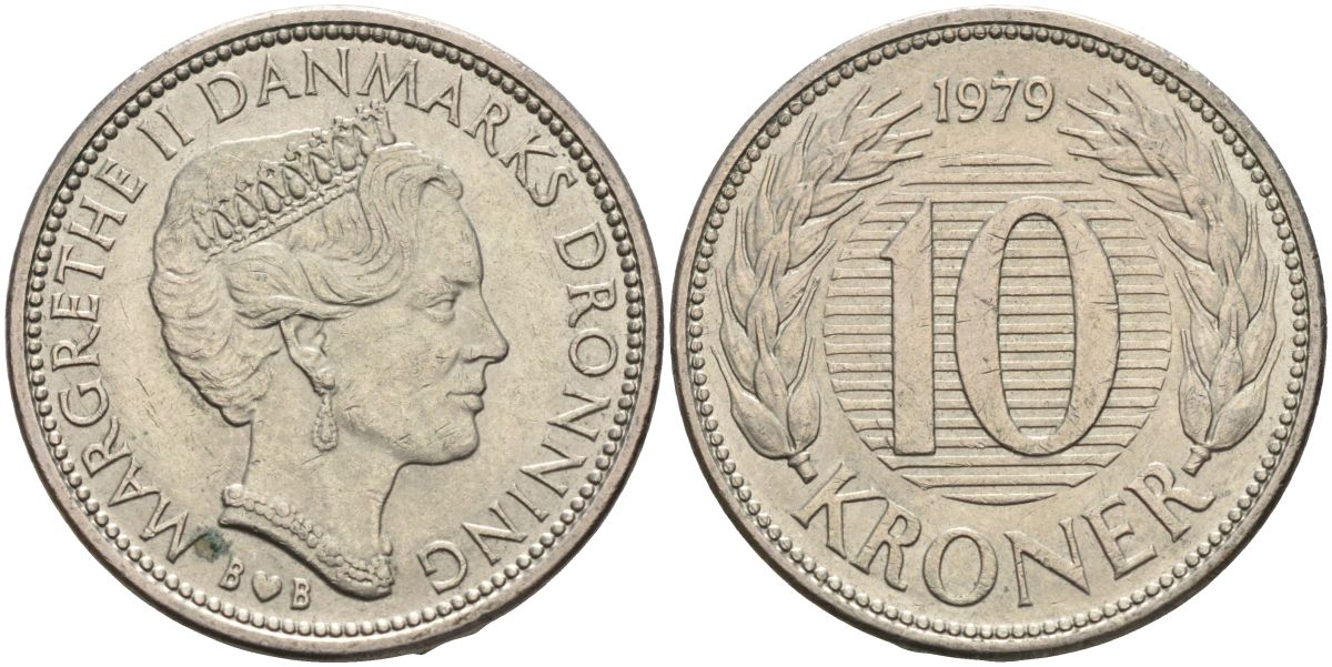 Дания 10 крон 1979 Маргрете II (1973-1988) KM 864 медно-никель 4593-925