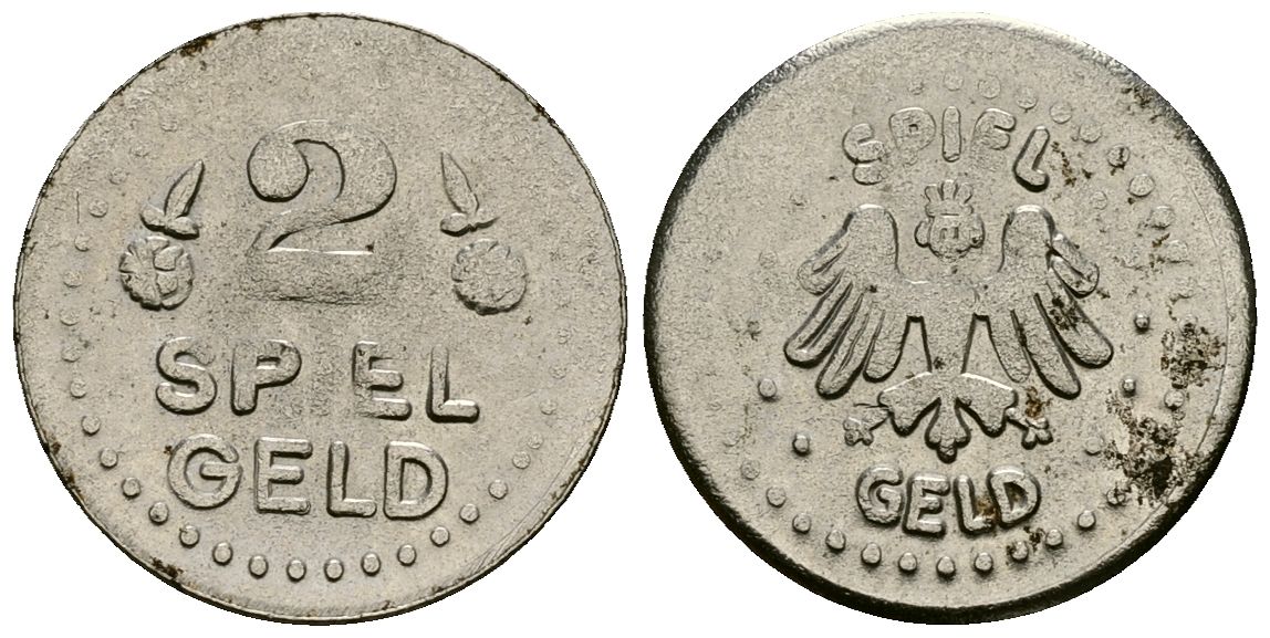 Германия 2 пфеннига ND Жетоны Spielgeld сталь 4173-952