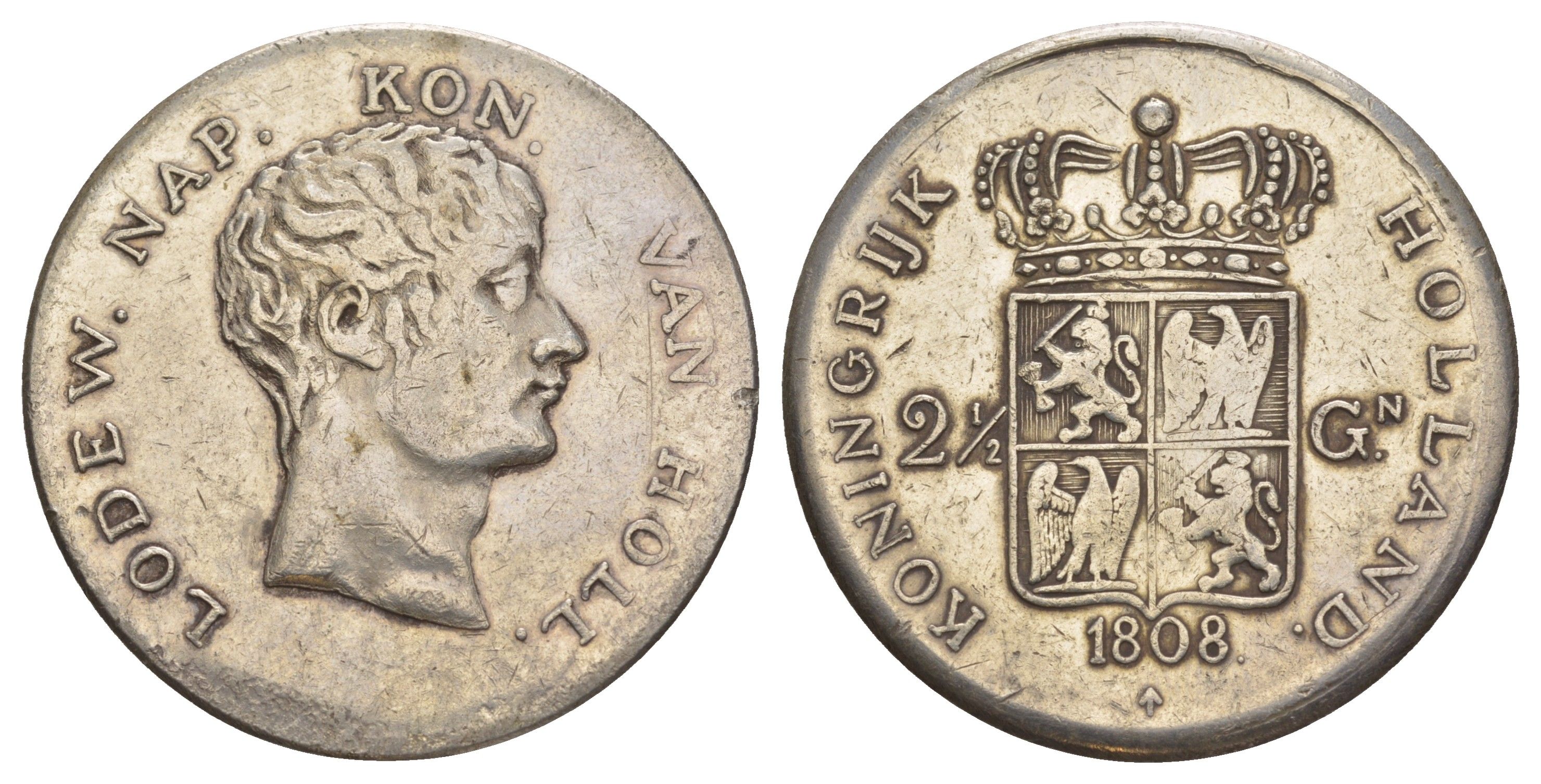 Нидерланды КОПИЯ - 2 1/2 гульдена 1808 Людовик Бонапарт тип - KM 32 белый металл 107-1023