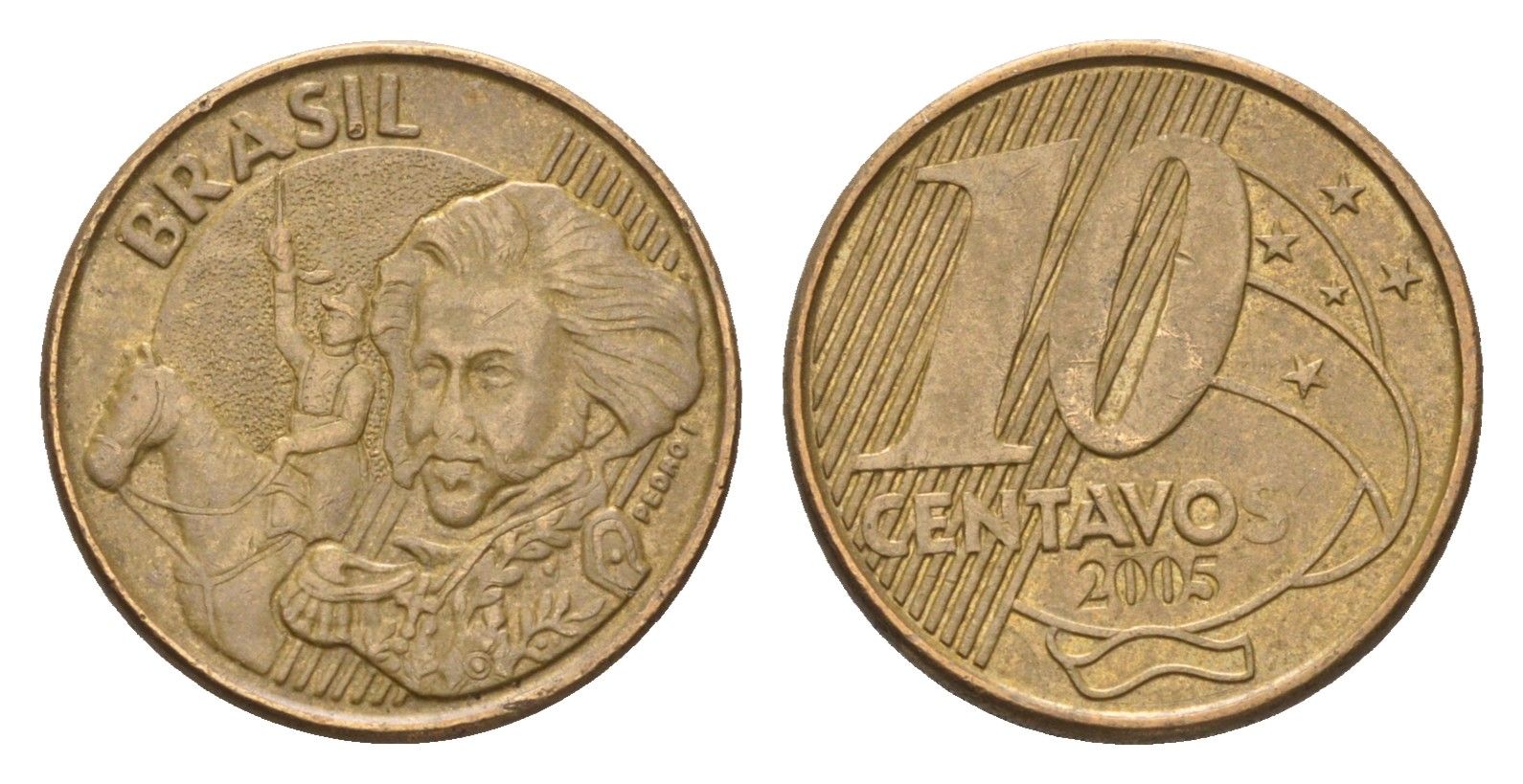 Бразилия 10 сентаво 2005 KM 649 сталь плакированная латунью 4686-735