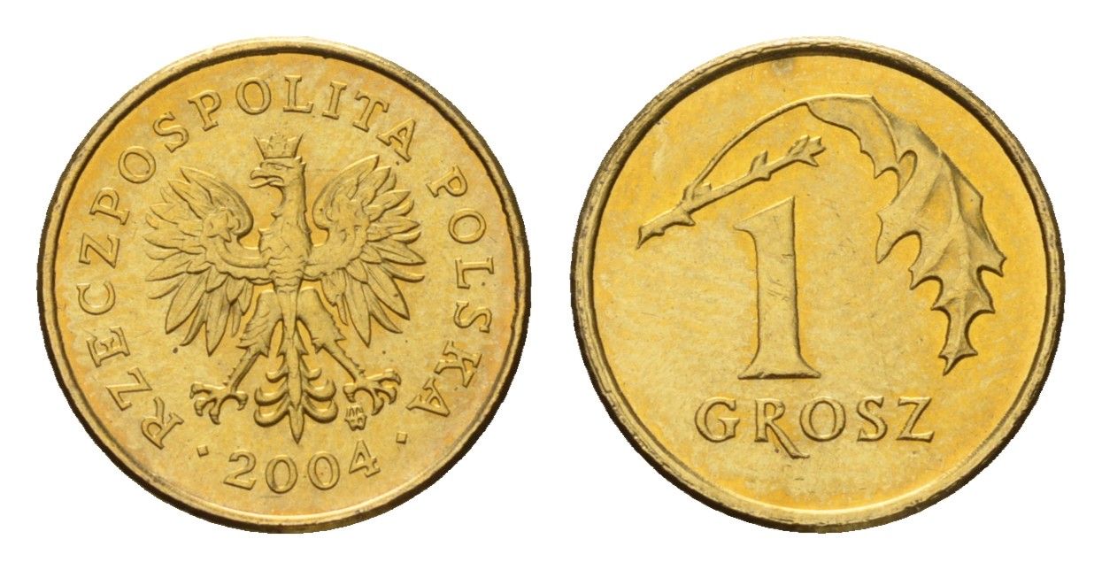 Польша 1 грош 2004 Y 276 латунь UNC 4615-442