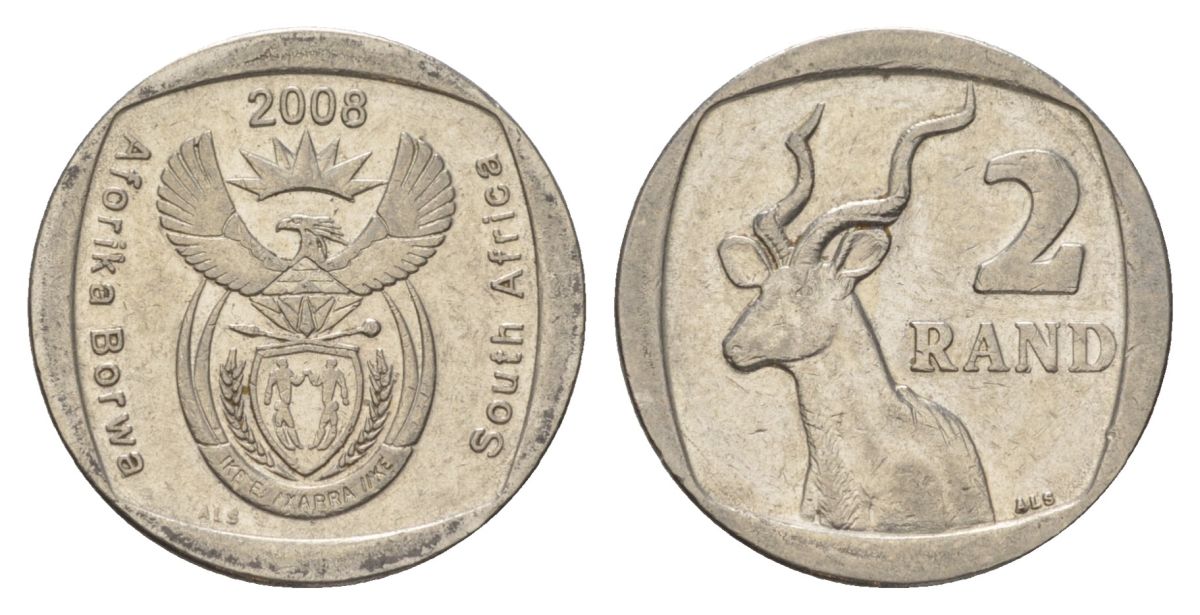 ЮАР 2 ранда 2008 KM 445 медь плакированная никелем 4628-211