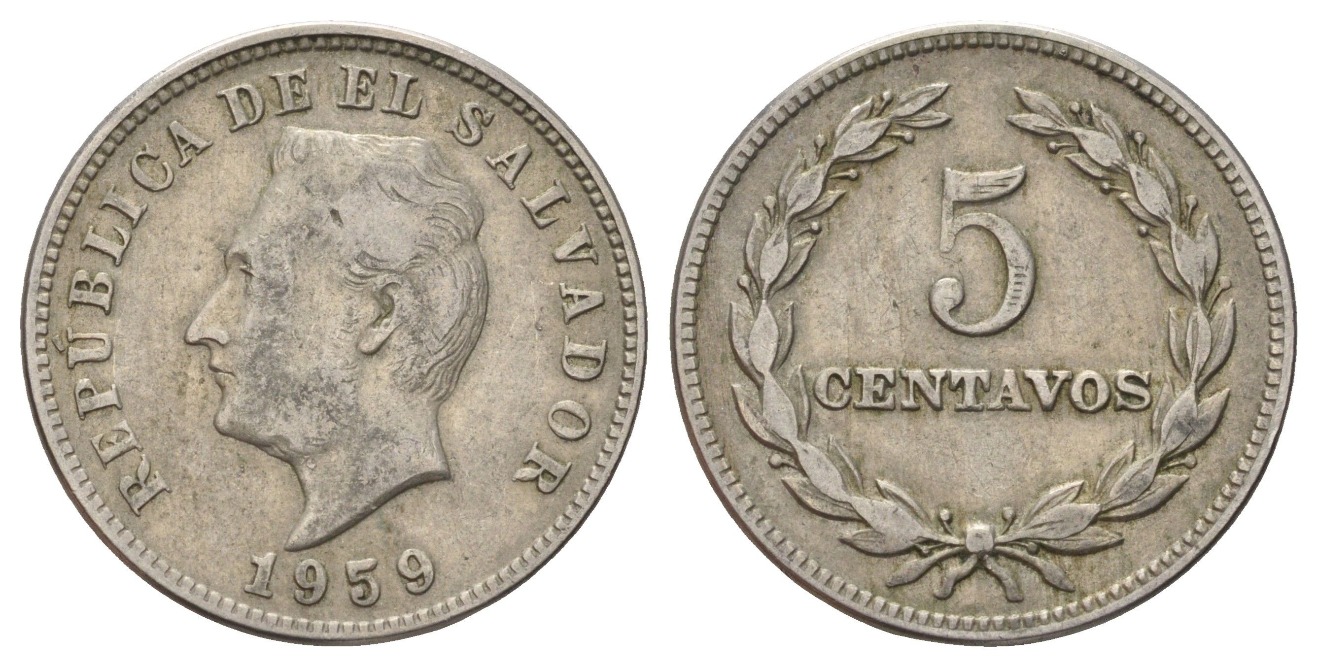 Сальвадор 5 сентаво 1959 KM 134 медно-никель 4121-1232