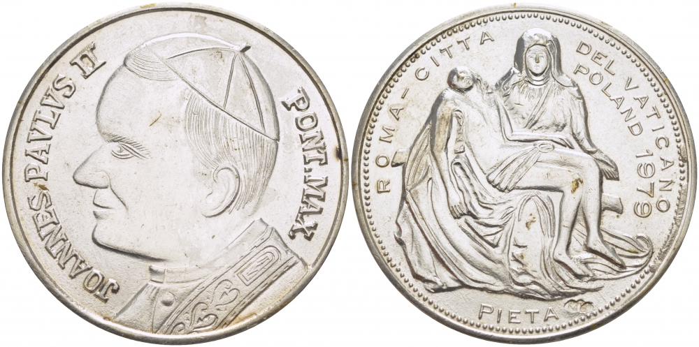 ПОЛЬША МЕДАЛЬ 1979 ПОНТИФИК ИОАНН ПАВЕЛ II, ВИЗИТ В ПОЛЬШУ серебро 1082-2-21