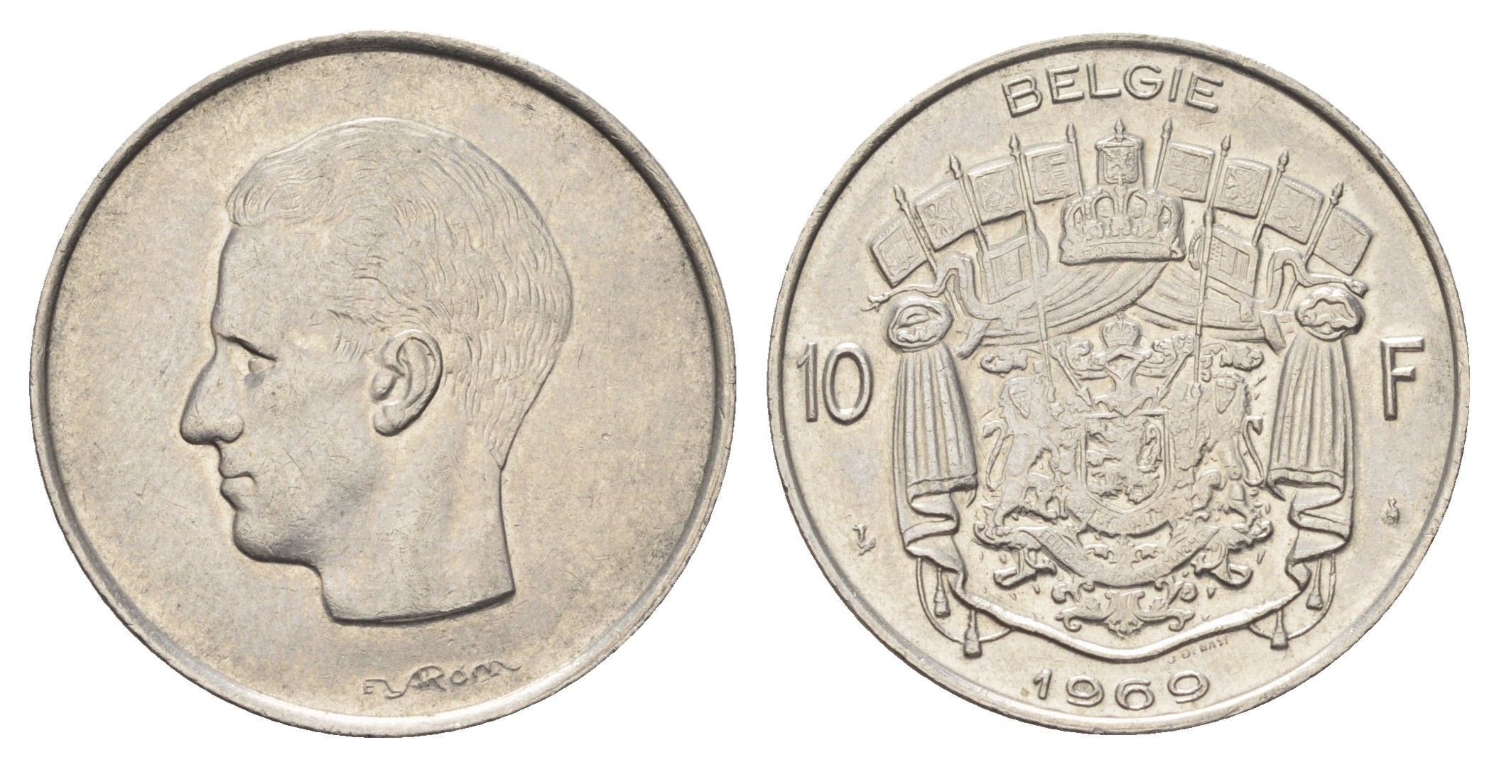 Бельгия 10 франков 1969 Belgie, Бодуэн I (1951-1993) KM 156 никель 4704-1043