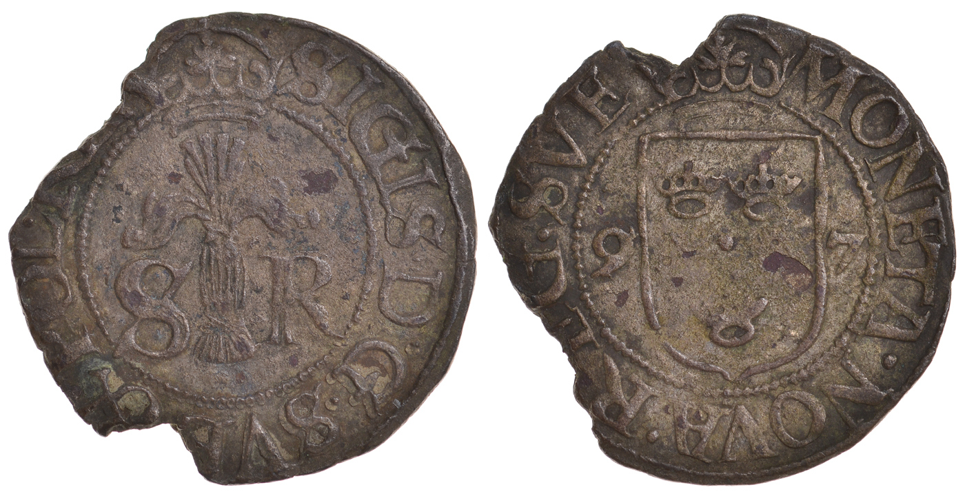 Швеция 1/2 эре 1597 Сигизмунд III Ваза (1592-1599) HG 21a серебро 1527-545