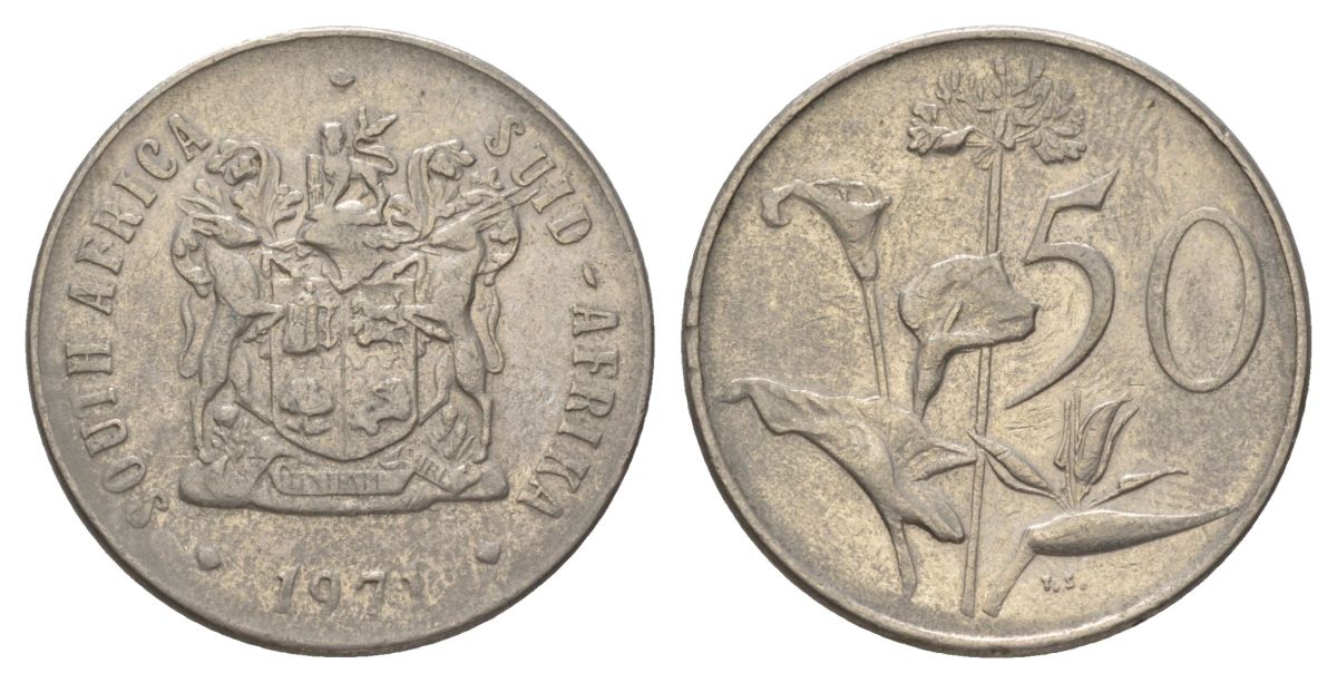 ЮАР 50 центов 1971 Зантедеския Эллиота (калла), герб KM 87 никель 4626-816