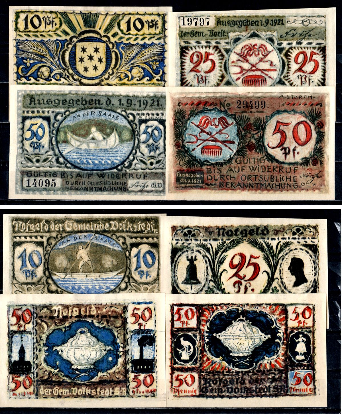 Фолькштедт (Тюрингия) набор из 4 нотгельдов 1921 2193-27-1-1