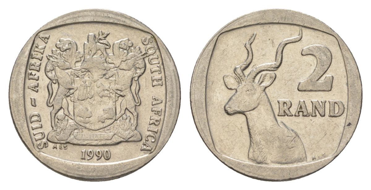 ЮАР 2 ранда 1990 KM 139 медь плакированная никелем 4626-1122