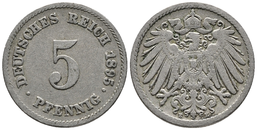 ГЕРМАНИЯ 5 ПФЕННИГОВ 1895 E KM 11, J. 12 медно-никель 39-717