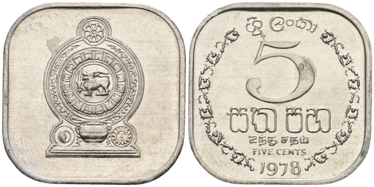 Шри-Ланка 5 центов 1978 KM 139a алюминий 4136-562