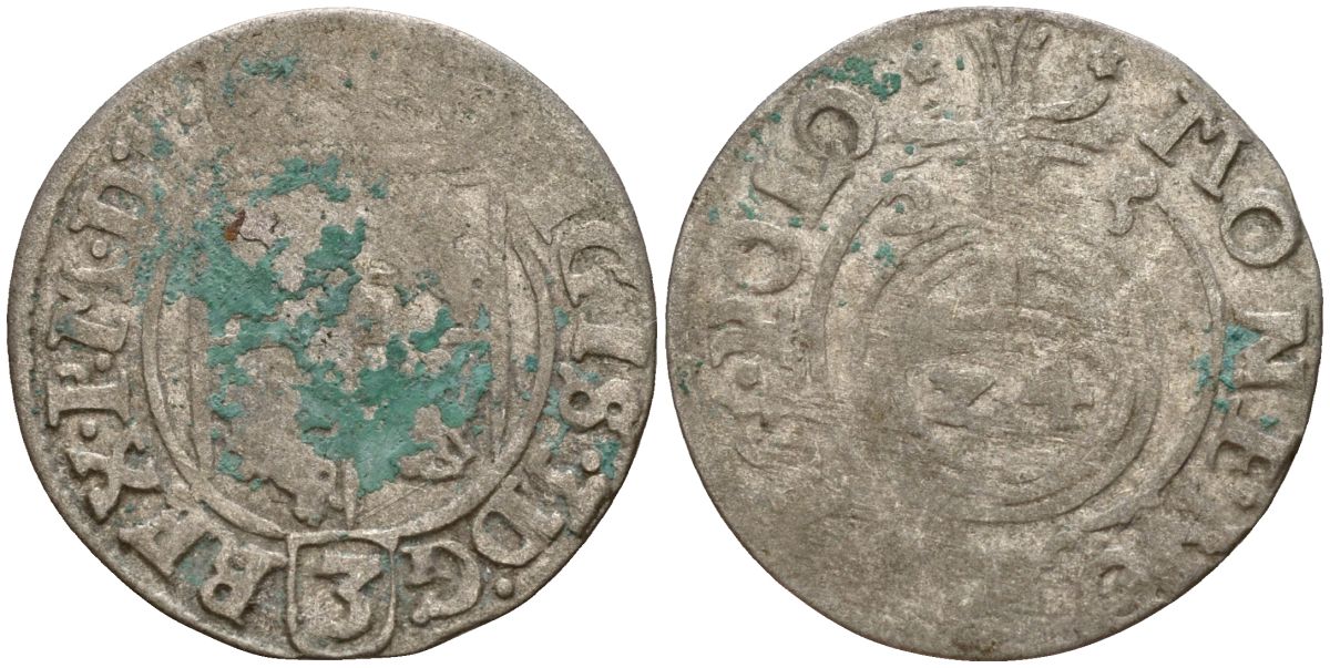 Польша 3 полкера (3 полторака - 1 крейцер) 1625 Сигизмунд III Ваза (1587-1632) Gorecki B.25, KM 41 серебро 4160-166