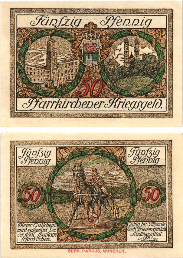ПФАРКИРХЕН 50 ПФЕННИГОВ ND НОТГЕЛЬД, ЗЕМЛЯ БАВАРИЯ Grabowski P17.4 бумага 8608-3-2-1