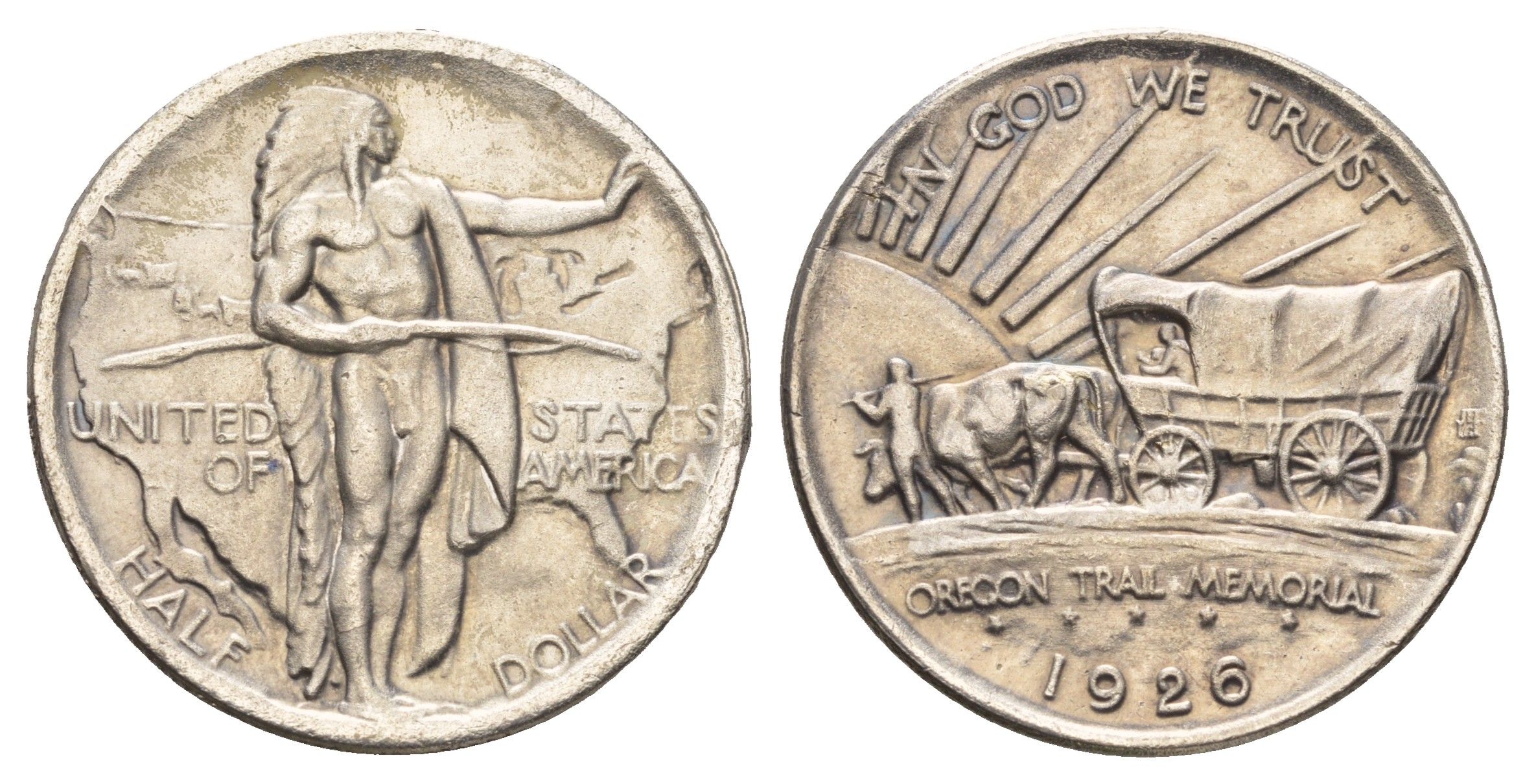 США 1/2 доллара (50 центов) 1926 Мемориал Орегонская Тропа KM 159 серебро 00-812-53