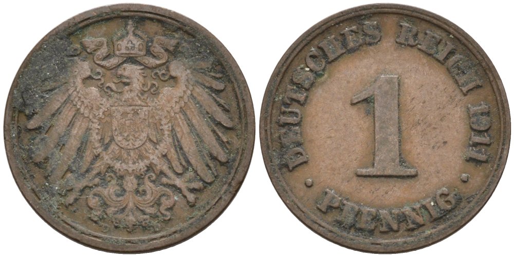 Германия 1 пфенниг 1911 D KM 10, J. 10 медь 4576-213