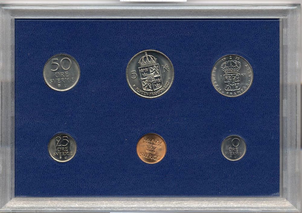 Швеция набор из 6 монет 1972 Густав VI Адольф (1950-1973) официальный набор монетного двора UNC 2-4-1-14