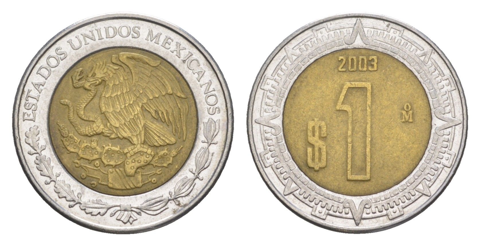 Мексика 1 песо 2003 KM 603 биметалл 4158-443