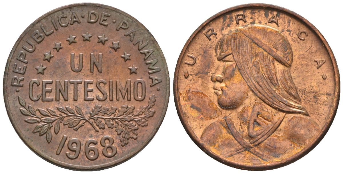 Панама 1 сентесимо 1968  KM 22 бронза  aUNC  4609-821