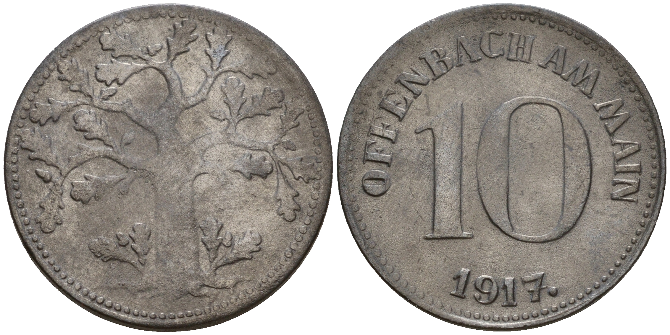 Оффенбах-на-Майне 10 пфеннигов 1917 Funck 402.3 цинк 4606-223