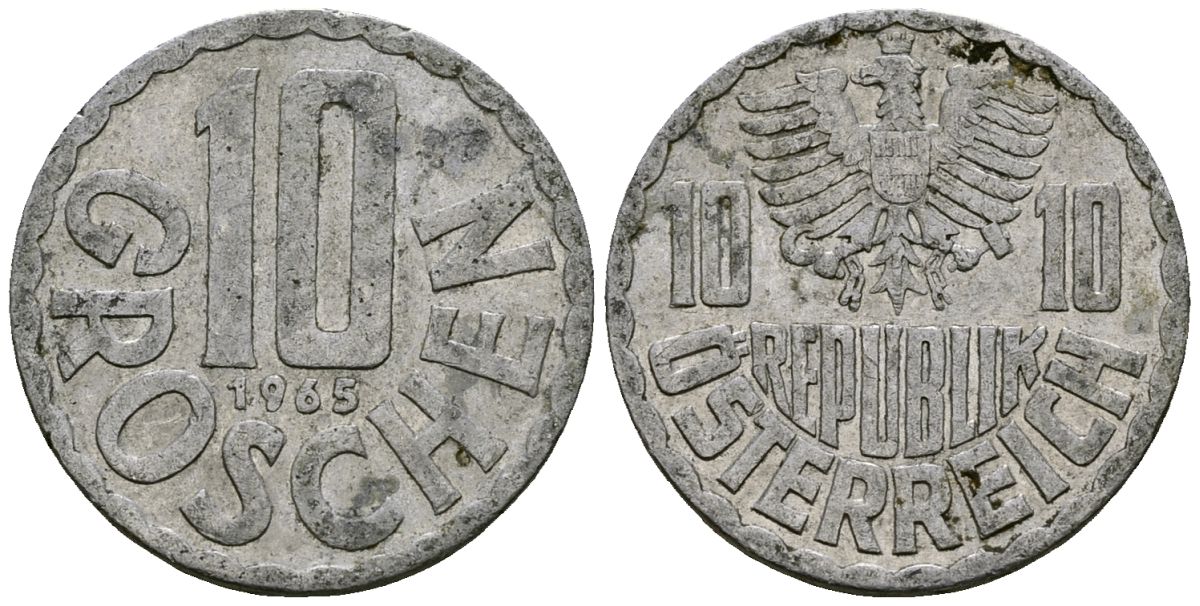 Австрия 10 грошей 1965 KM 2878 алюминий 4138-414