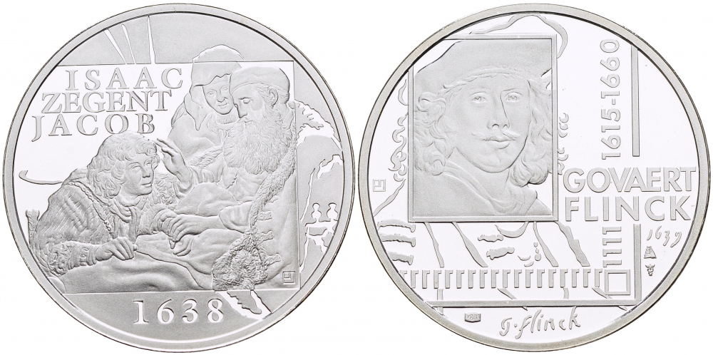 НИДЕРЛАНДЫ МЕДАЛЬ ГОВЕРТ ФЛИНК(1615-1660), КАРТИНА ИСААК БЛАГОСЛАВЛЯЕТ ИАКОВА 1638 ГОД, ДИАМЕТР 30 мм., ВЕС 9,42 гр. медно-никель 1087-2-42