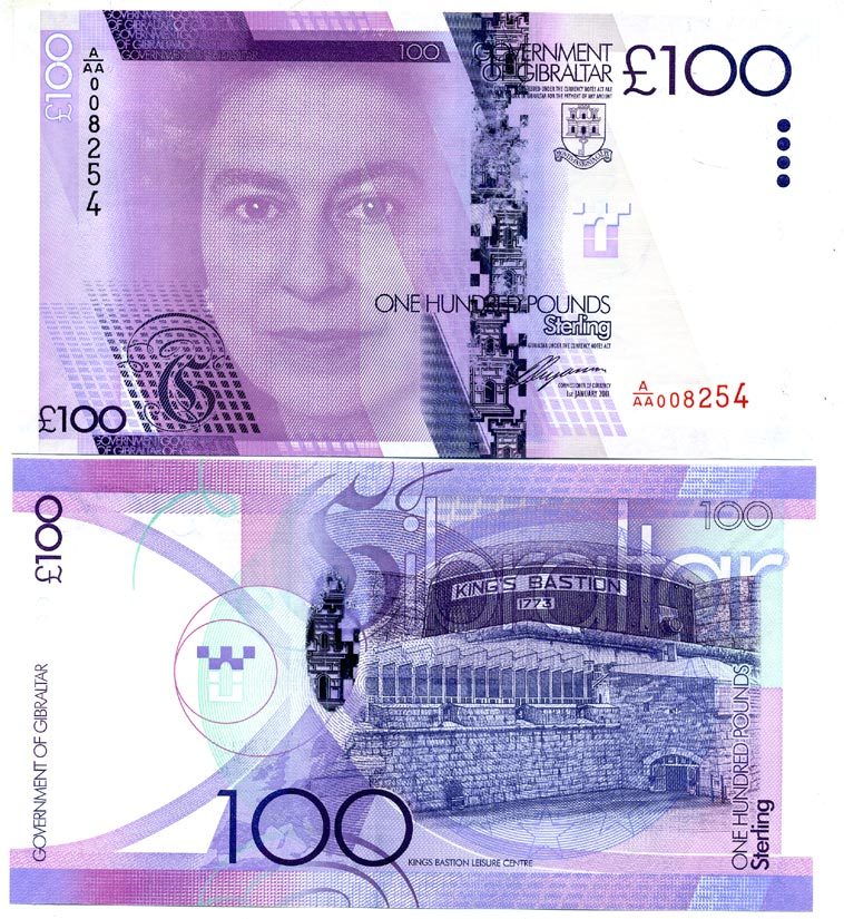Гибралтар 100 фунтов 2011 Pick 39 королевский бастион бумага UNC (пресс) 451-230-2