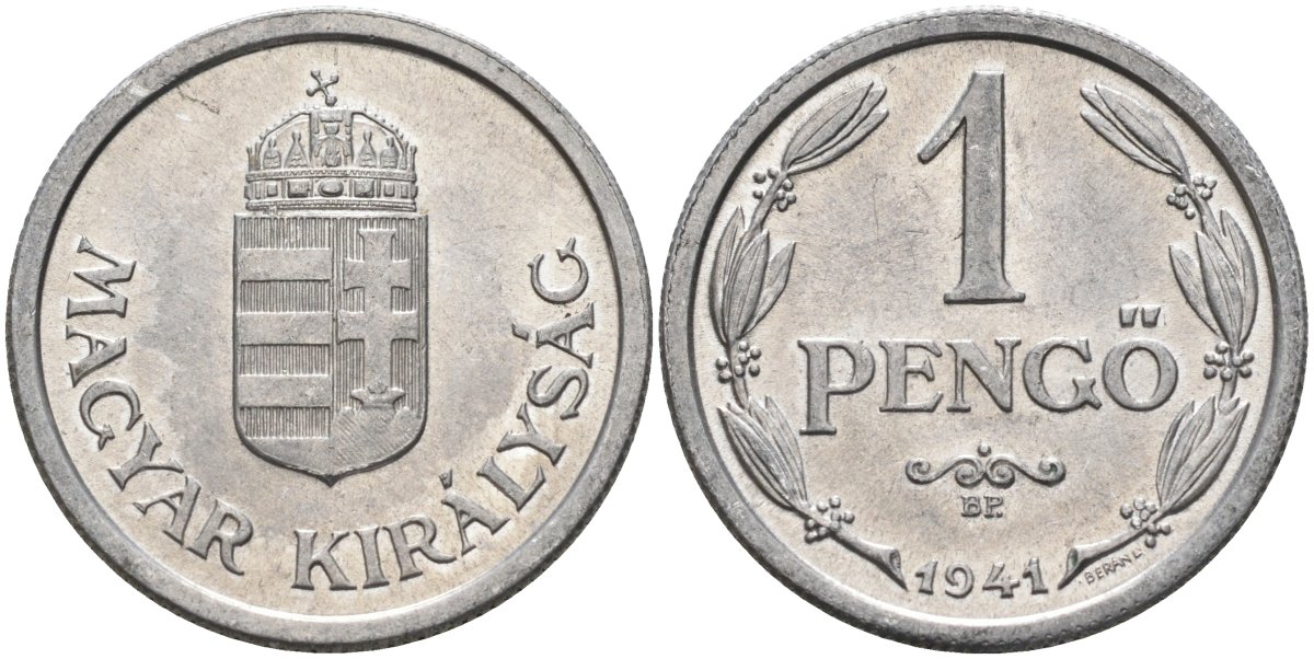 Венгрия 1 пенге 1941 ВР, регентство (1926-1945) KM 521 алюминий aUNC 4122-1156