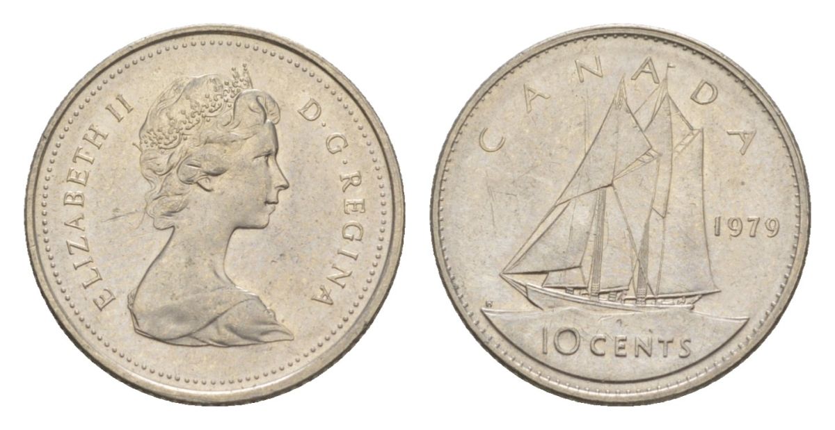Канада 10 центов 1979 Елизавета II (1952-2022), парусник KM 77 никель 4630-828