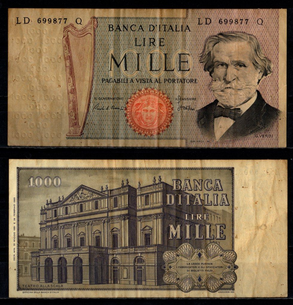Италия 1000 лир 1980 Pick 101 g бумага 7221-68-1-1