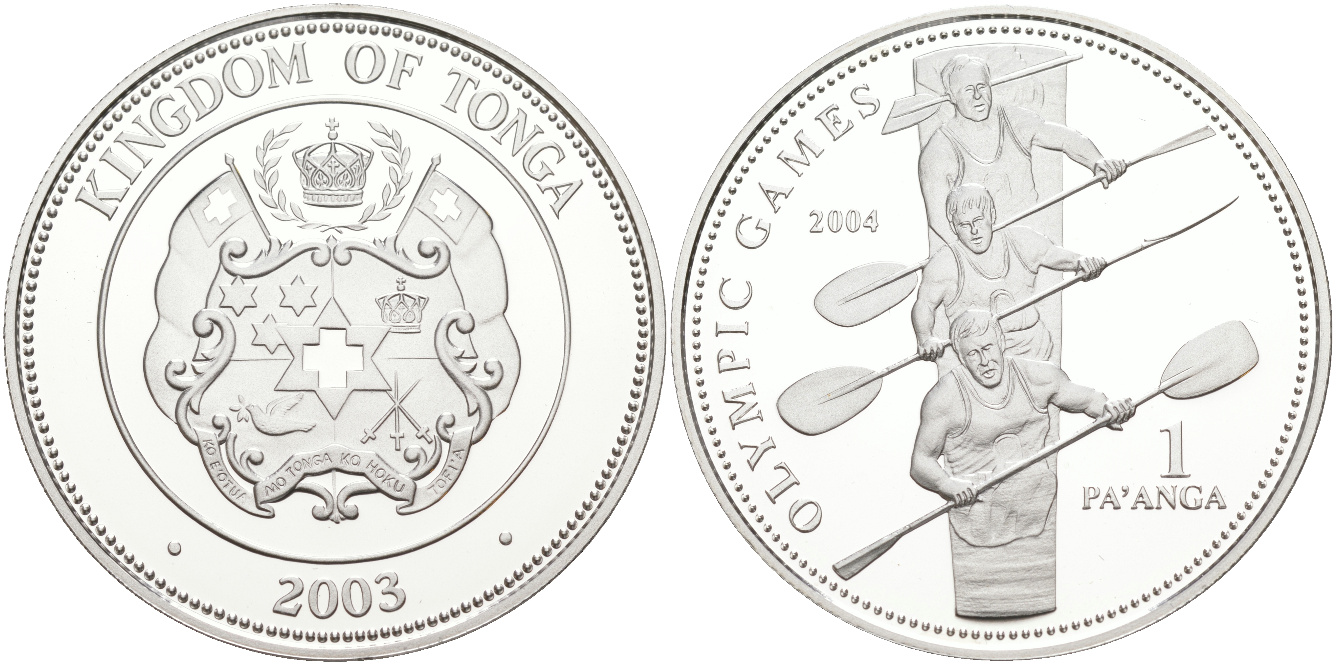 Тонга 1 паанга 2003 XXVIII Олимпийские игры 2004 года в Афинах, гребля на байдарках KM 182 серебро PROOF 1074-9-12