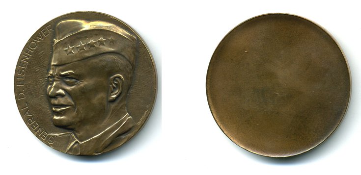 США медаль ND генерал Эйзенхауэр, 45,0 мм, 53,6 гр  бронза    1079-1-43