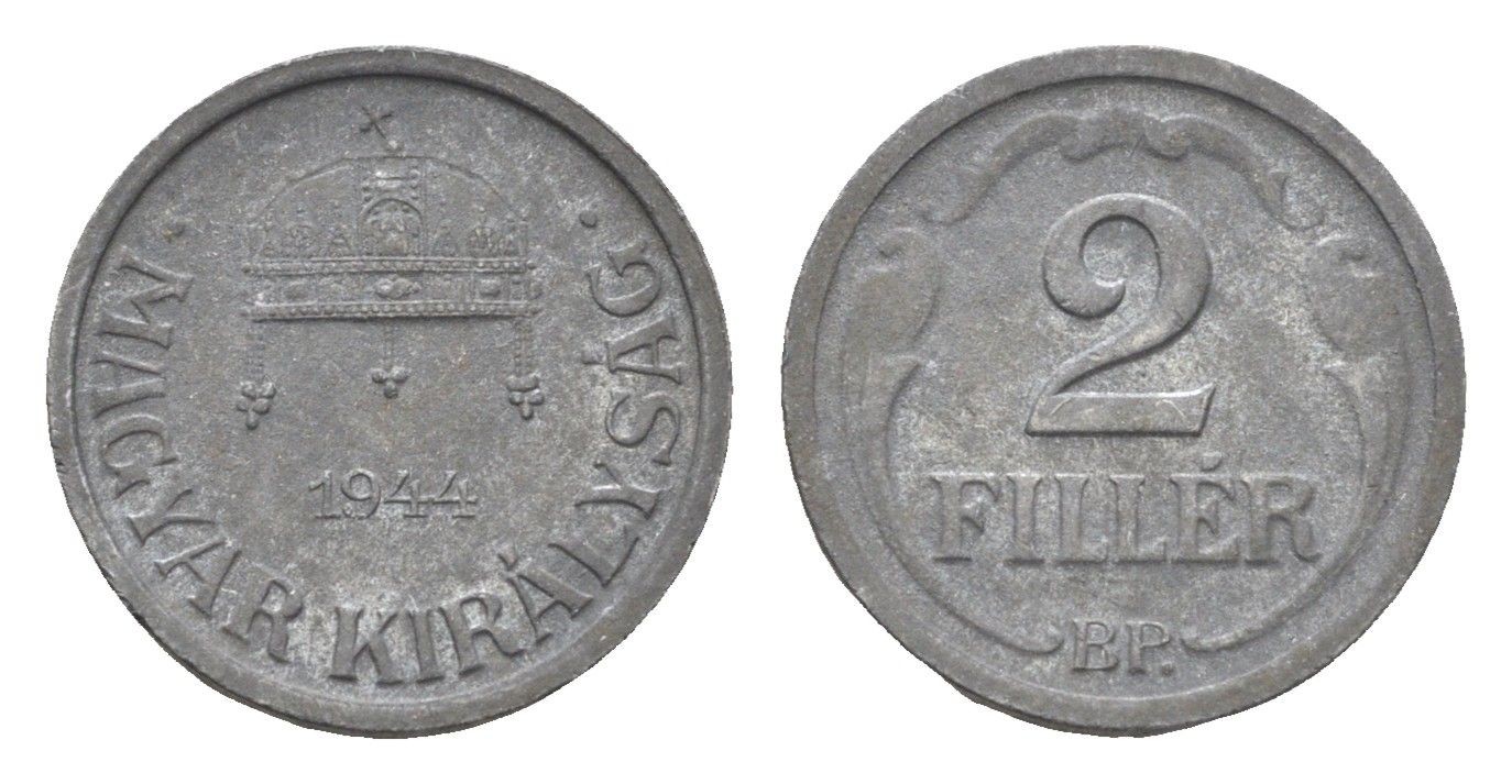 Венгрия 2 филлера 1944 BP KM 519 цинк 4664-869