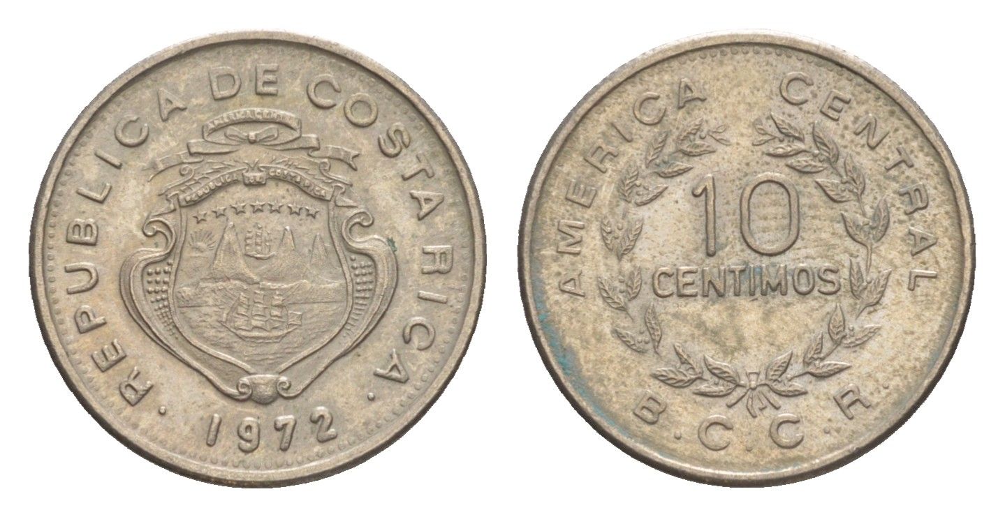 Коста-Рика 10 сентимо 1972 KM 185.3 медно-никель 4644-614