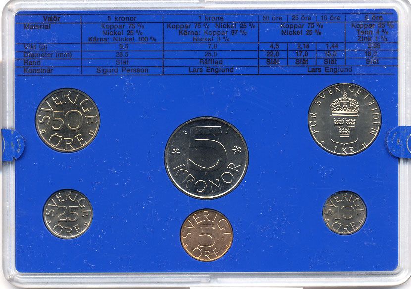 Швеция набор монетного двора из 6 монет 1979 в пластике Карл XVI Густав (1973- ) KM MS11 UNC 5-4-2-88