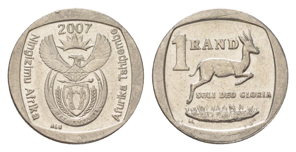 ЮАР 1 ранд 2007 KM 344 медь плакированная никелем 4627-454