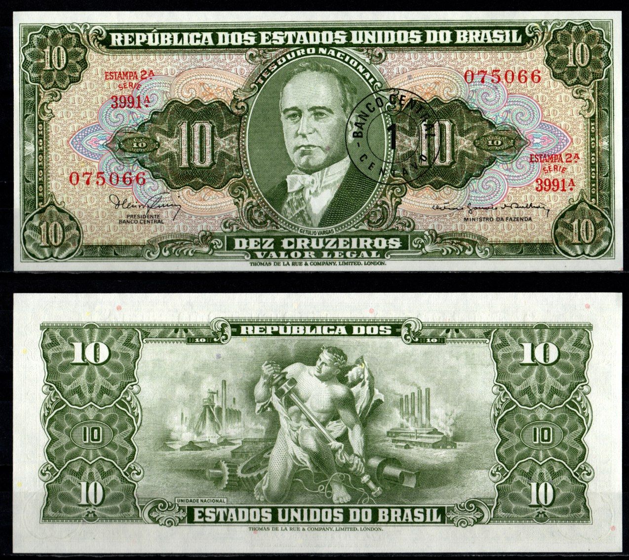 Бразилия 1 центаво 1967 "MINISTRO" Pick 183 b бумага aUNC 7191-37-2-2