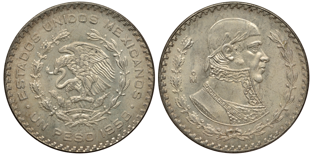 Мексика 1 песо 1958 Хосе Мария Морелос KM 459 серебро XF-UNC 107-935