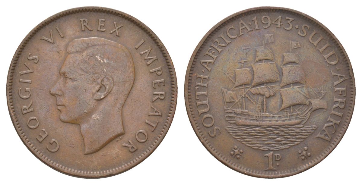 ЮАР 1 пенни 1943 KM 25 бронза 4512-1231